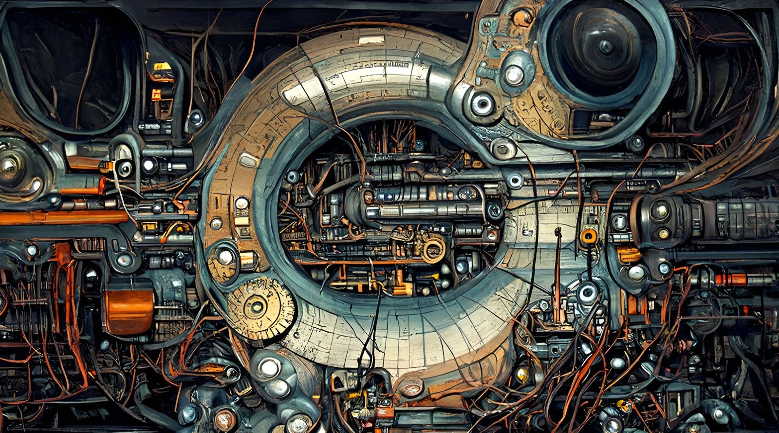 Mechanical Sci-fi Landscape as Detailed Photoillustration