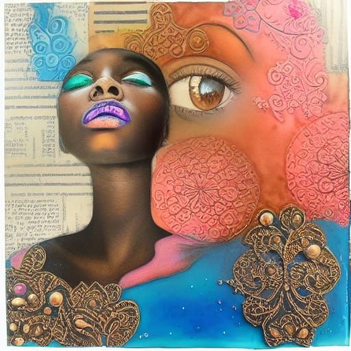 Intricate Encaustic Painting of a Woman's Face