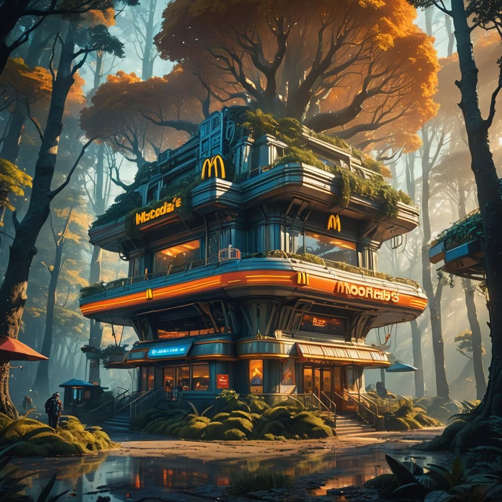 Gas Powered McDonald's in Mystical Forest, Concept Art