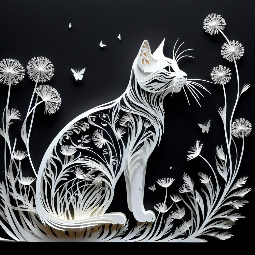 kirigami style, Profile of a cat