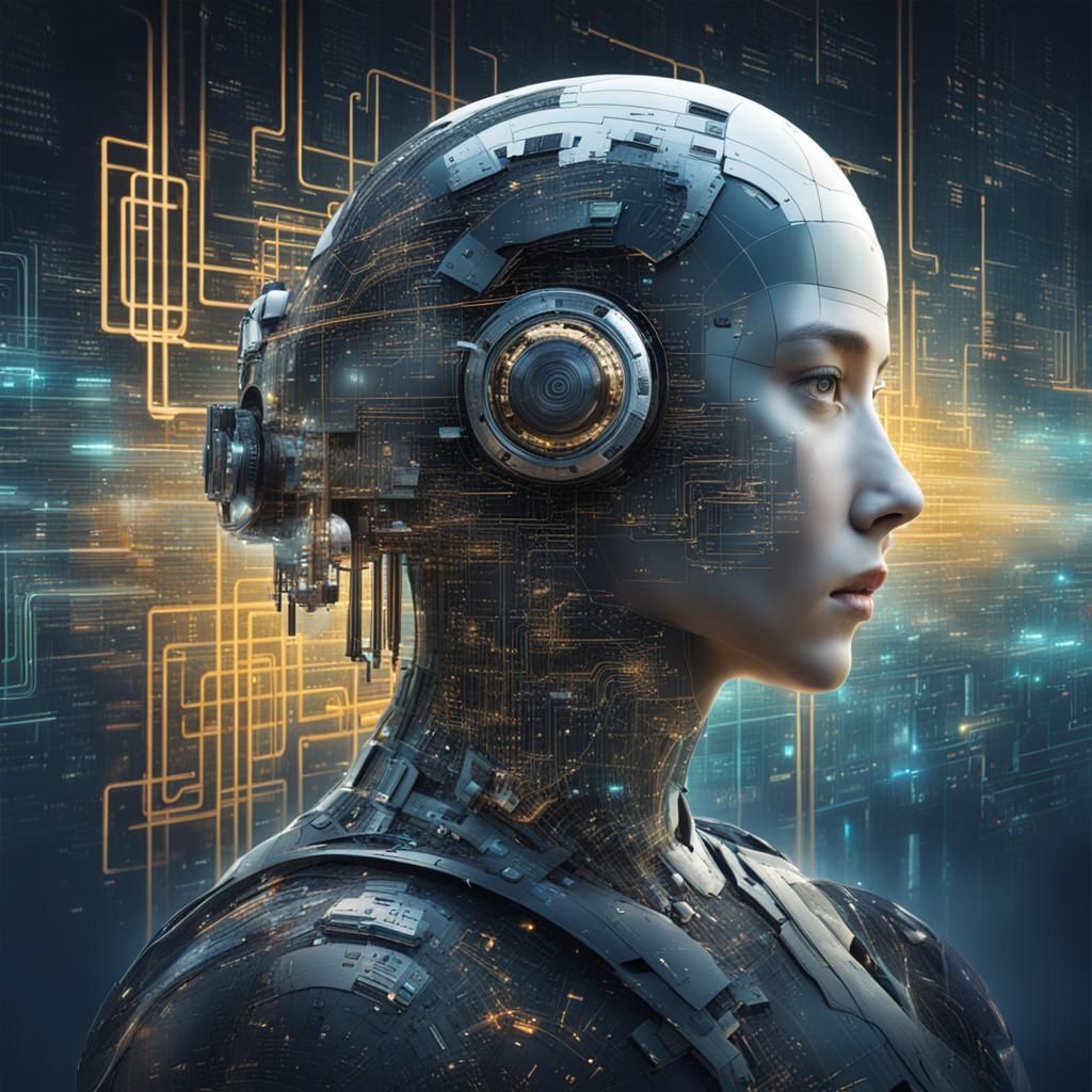 Surreal Futuristic Scene with AI Art and Code