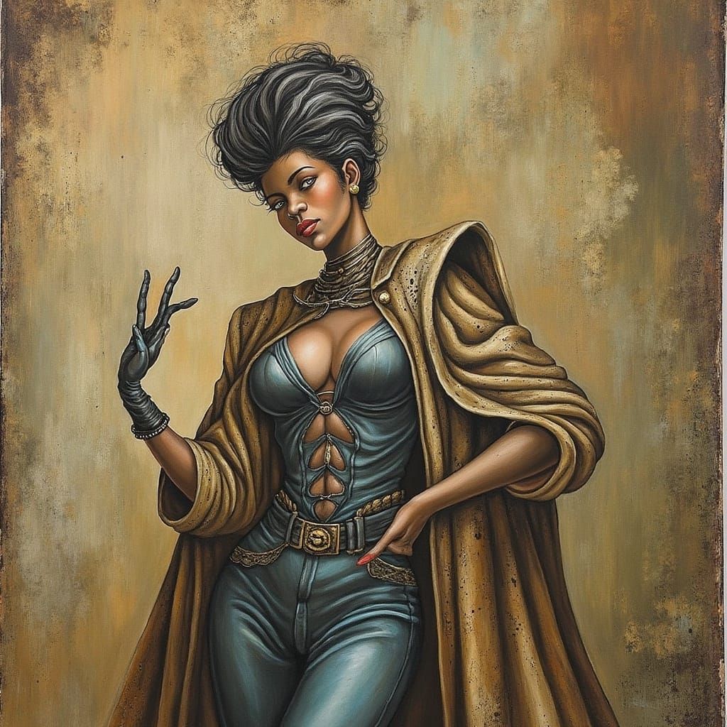 Victorian-Futuristic Woman in Surreal Dreamscape