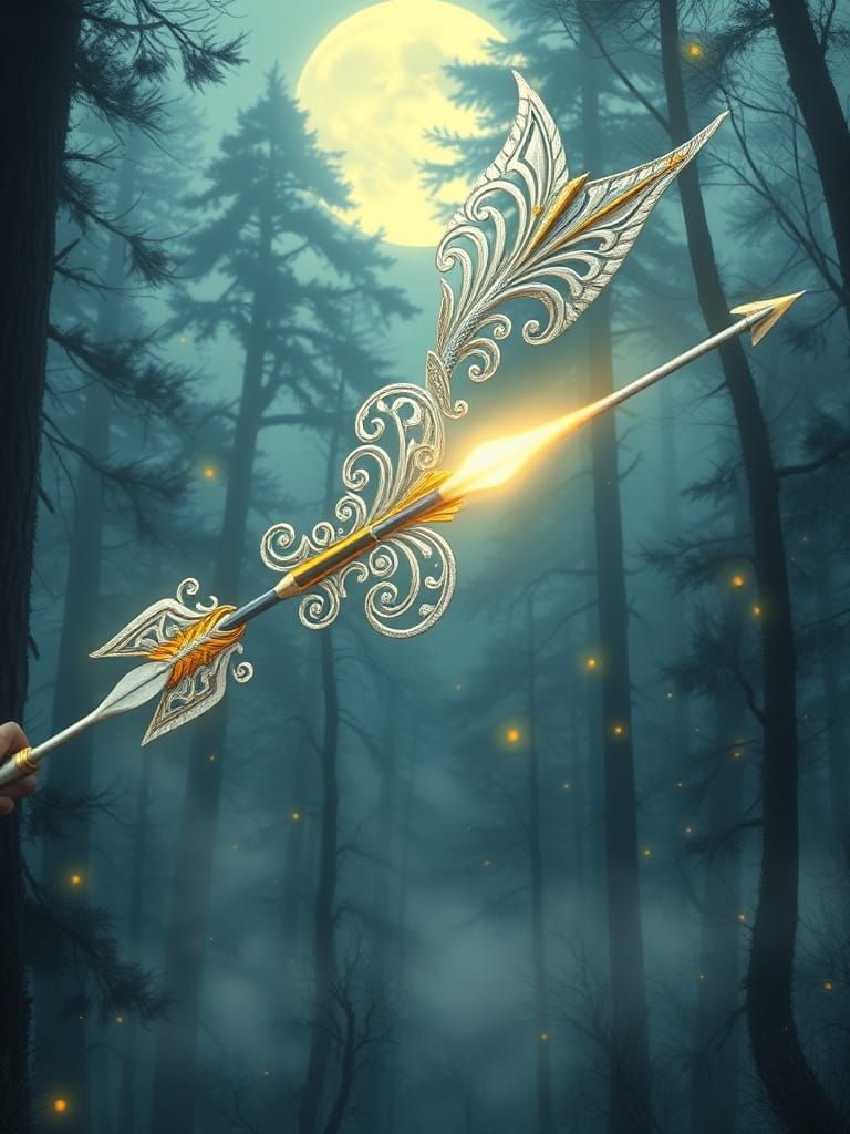Ethereal Arrow Unleashed in Whimsical Forest