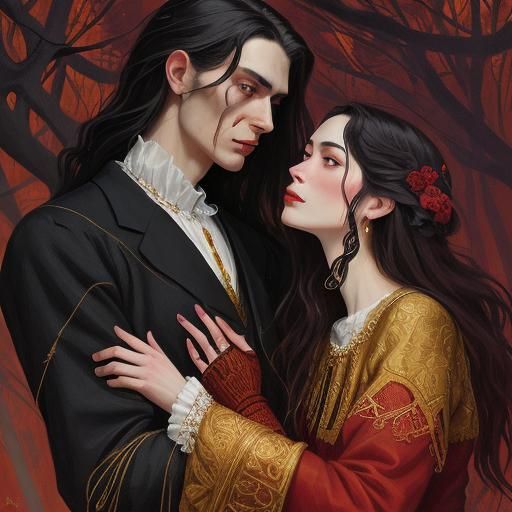 String Vampire in Mystical Forest: Dark Fantasy Art