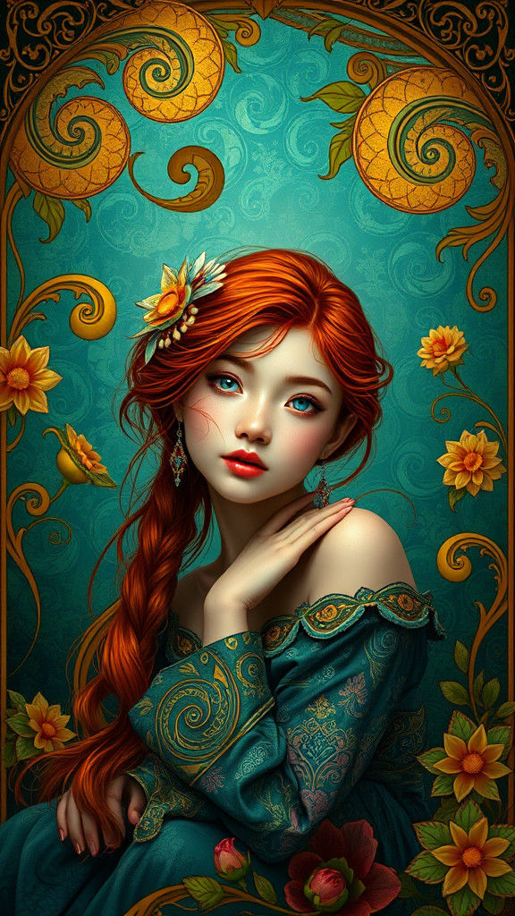 Yakut Girl in Art Nouveau Fantasy Realm