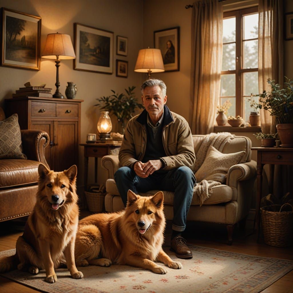 Heartwarming Family Moment in Cozy Golden Lighting