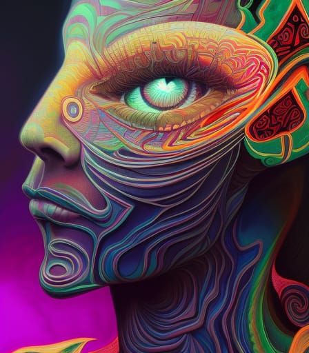 Psychedelic Geometric Entity in 3D Rendered Style