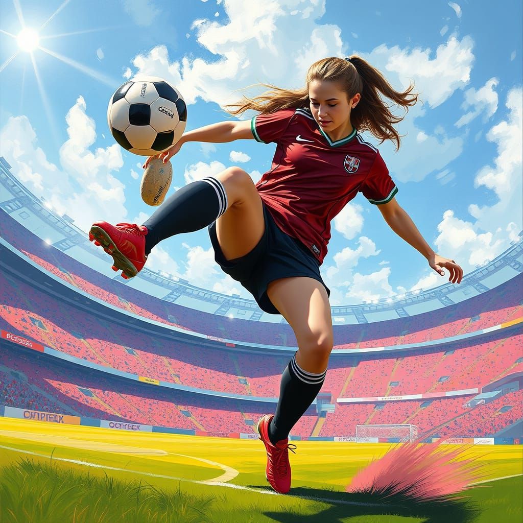 Soccer Star Scores with Bicycle Kick: Acrylic Style