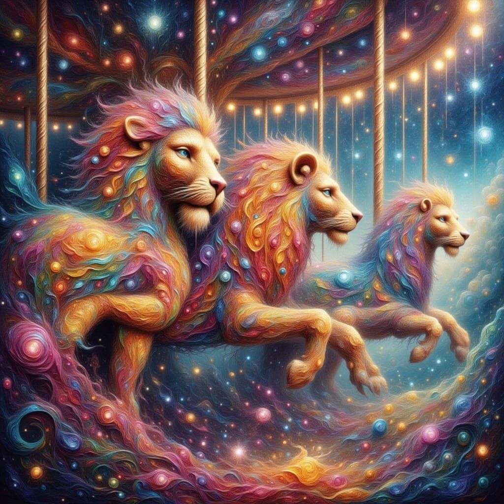 Carousel Lions in Dreamy Fantasy Circus