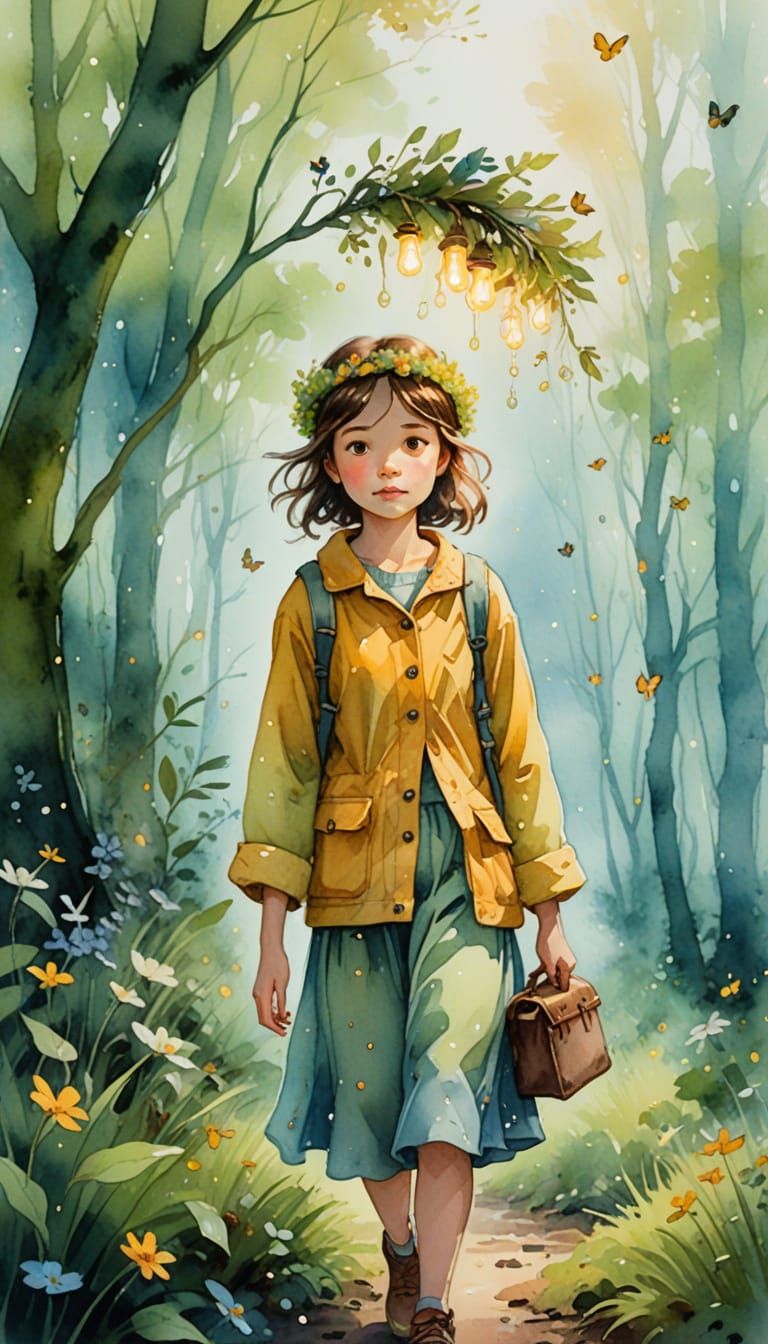 Enchanted Forest Dreamscape in Whimsical Watercolor Style