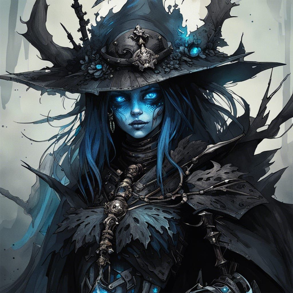 Witch and Knight Portrait in Gothicpunk Style