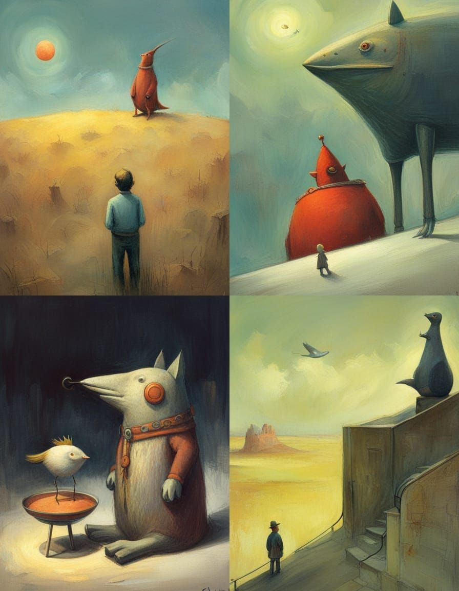 Surreal Image in Shaun Tan Style