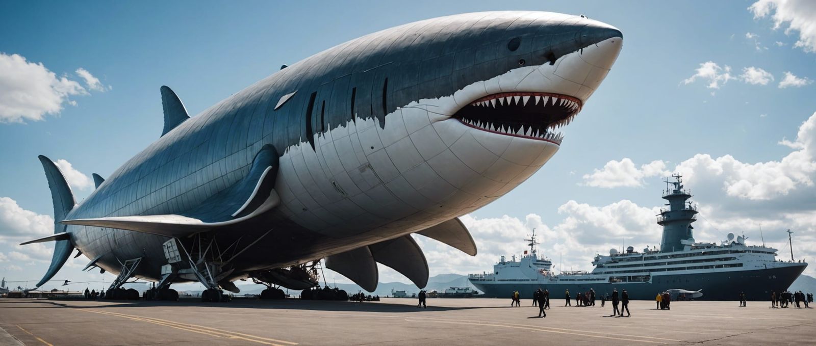 Mega Shark Airship Soars Through the Sky
