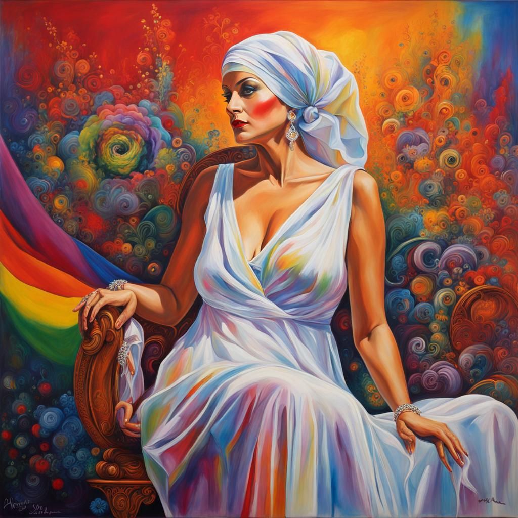 Rainbow Nightgown: Graffiti Art Portrait