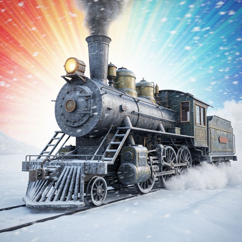 Ornate Steam Train in Fierce Blizzard