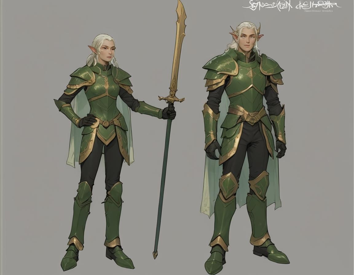 Elven Knight in Majestic Forest Armor