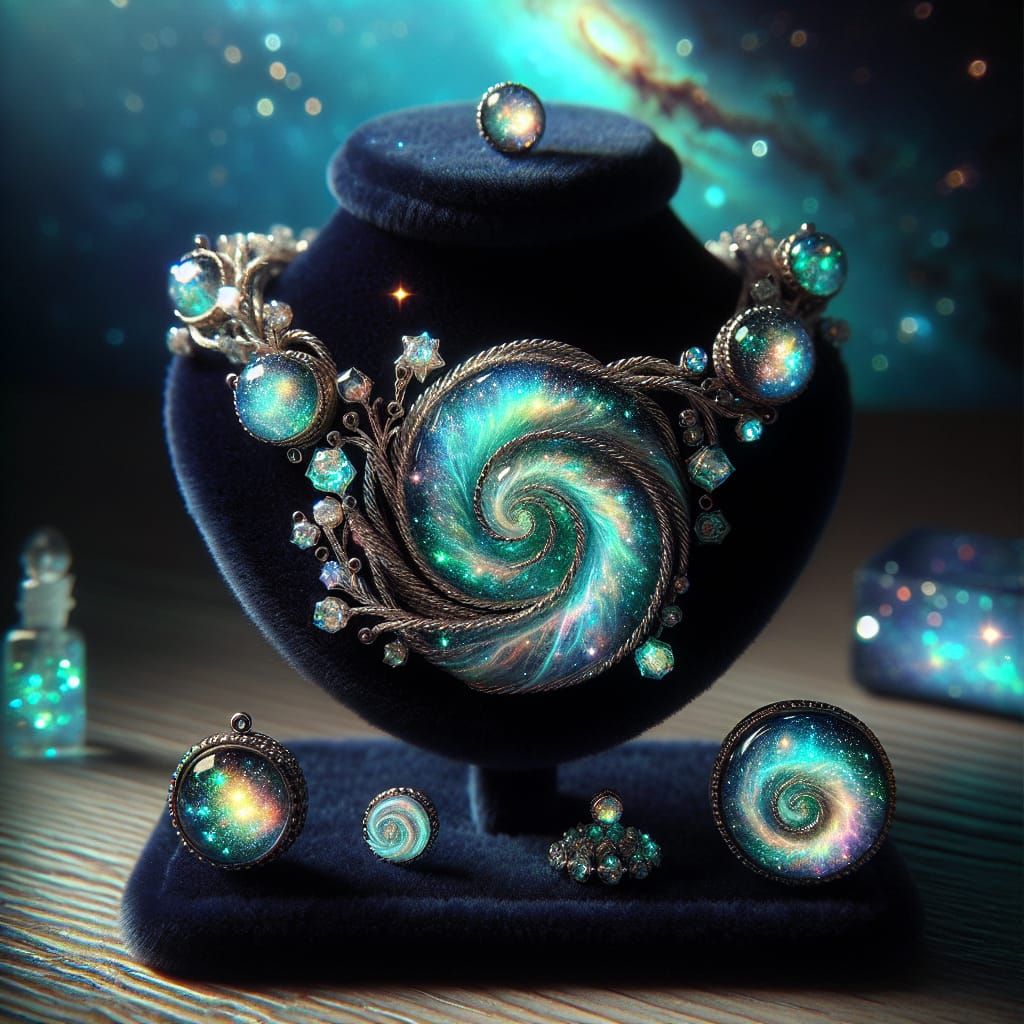 Ethereal Cosmic Jewelry in Iridescent Shimmer