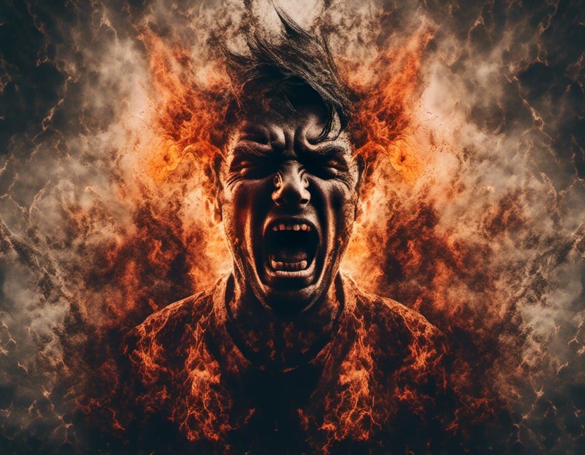 Double Exposure: Man's Inner Devil Silhouette