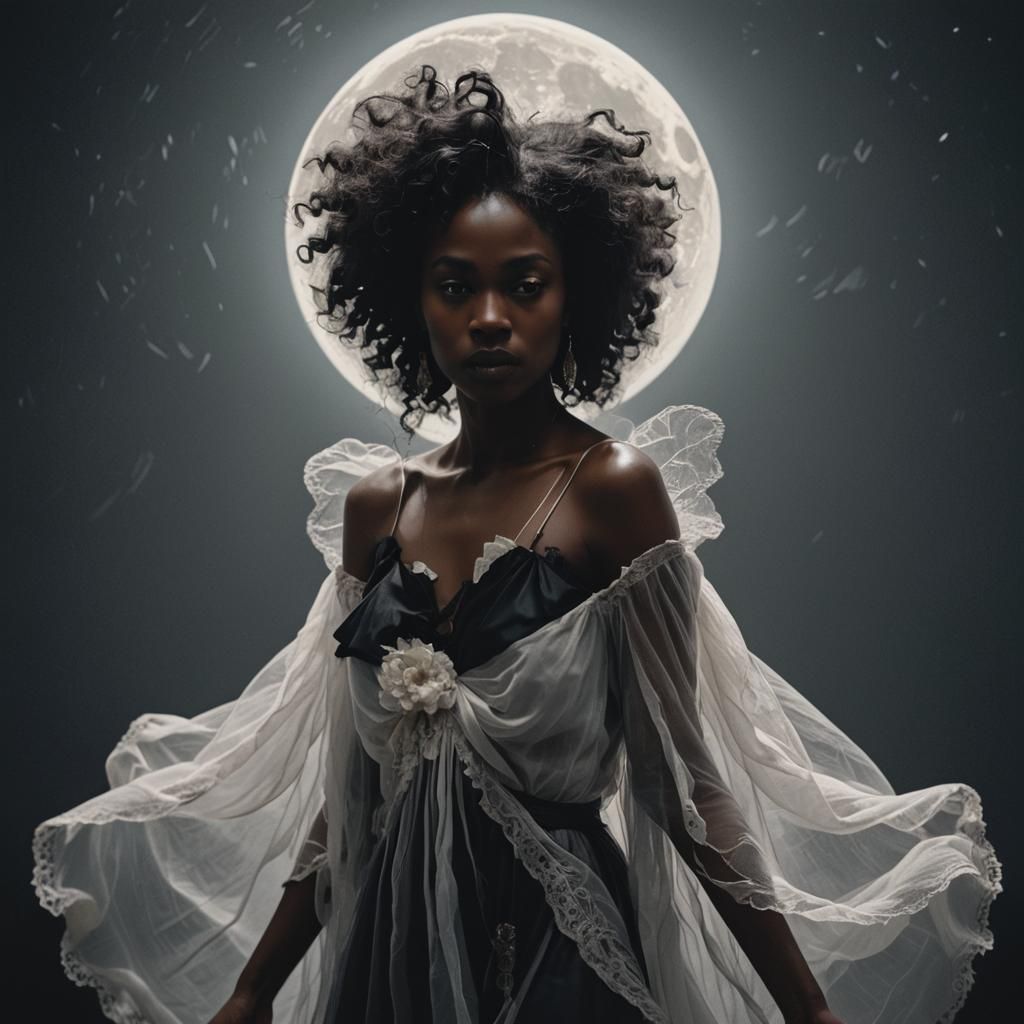 Elegant Woman in Moonlight: Eclectic Fusion