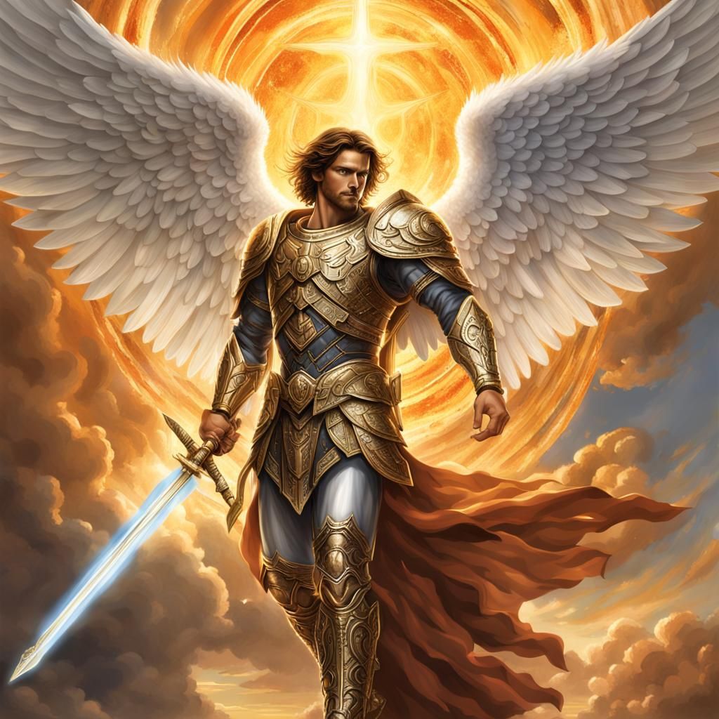 Archangel Michael Defends Heaven with Fiery Swords