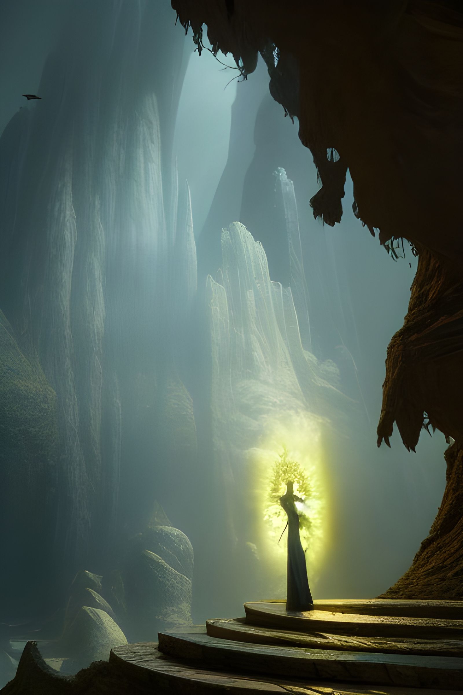 Woman Parting the Veil in Dark Academia Style