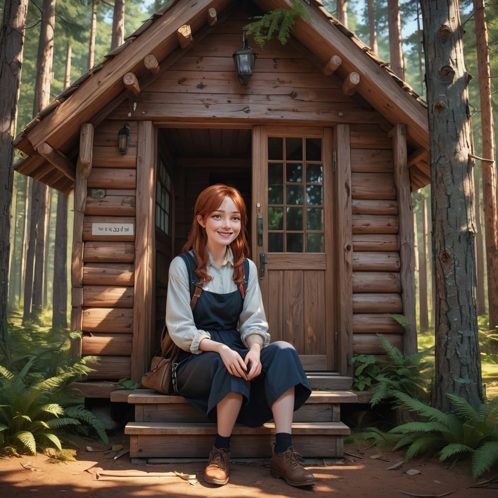 Estonian Woman in Pine Forest: 3D Anime Art