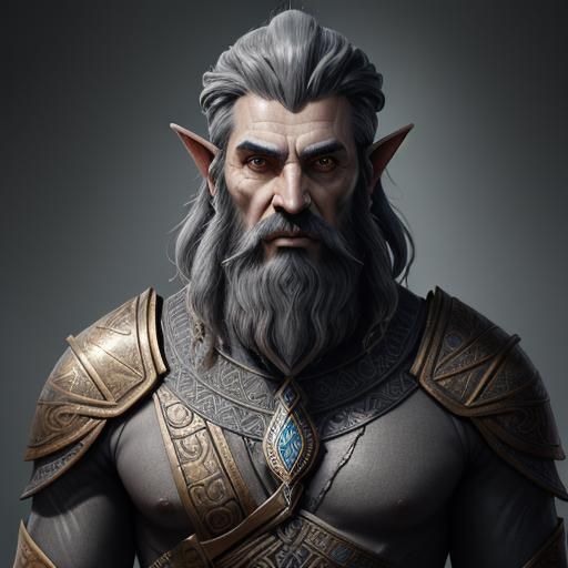 Dwemer Elf with Assyrian Beard and Jewelry