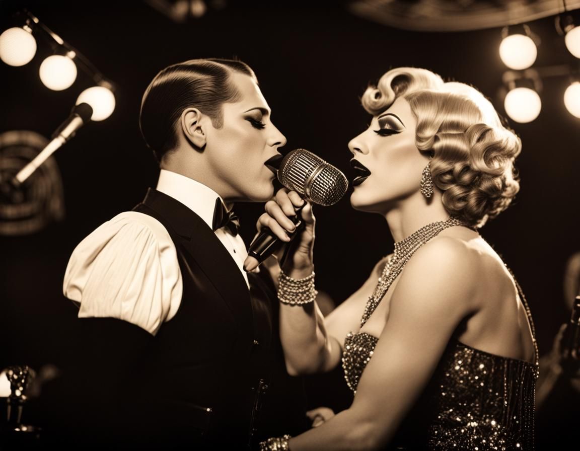 Vintage Photograph: Kiss in Berlin Cabaret