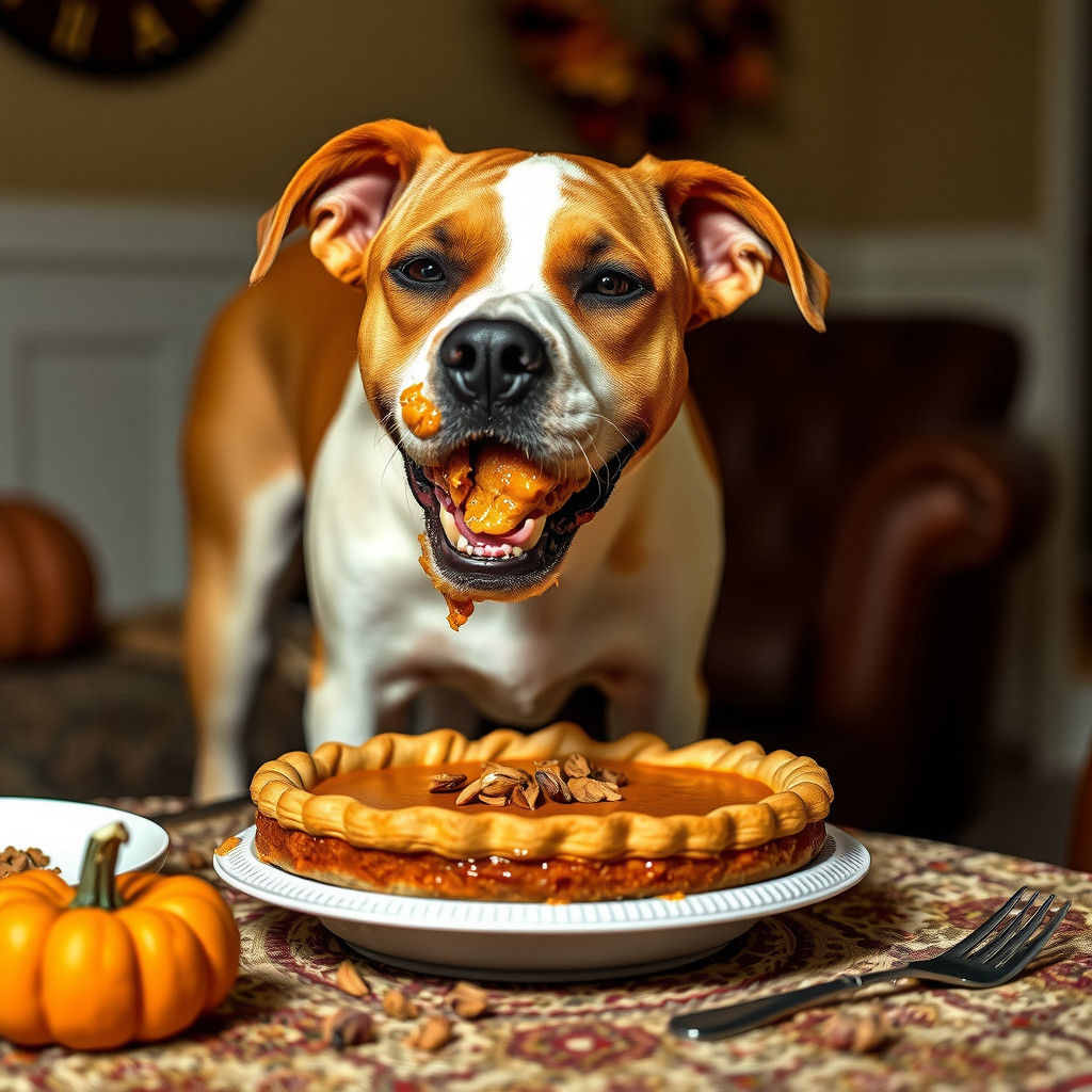 Mischievous Dog Devours Pumpkin Pie at Thanksgiving