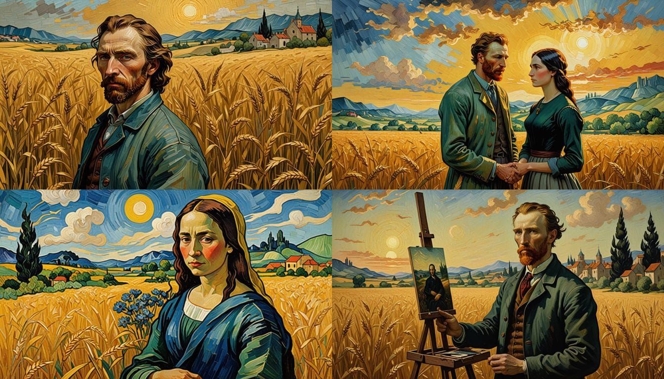 Mona Lisa Painting in a Wheat Field by Vincent van Gogh