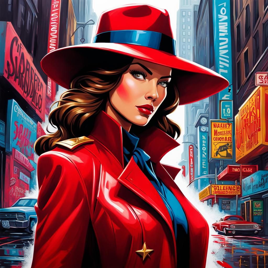 Carmen Sandiego Graffiti Art in Polychromatic Splash Style