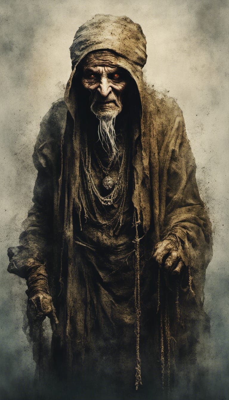 Ominous Baba Yaga Concept Art in Dark Horror Style