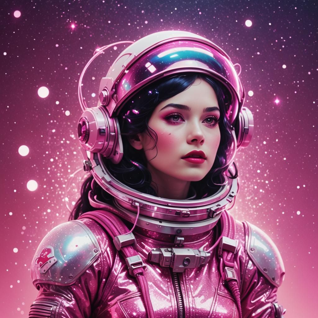 Snow White Space Mermaid in Synthwave Style