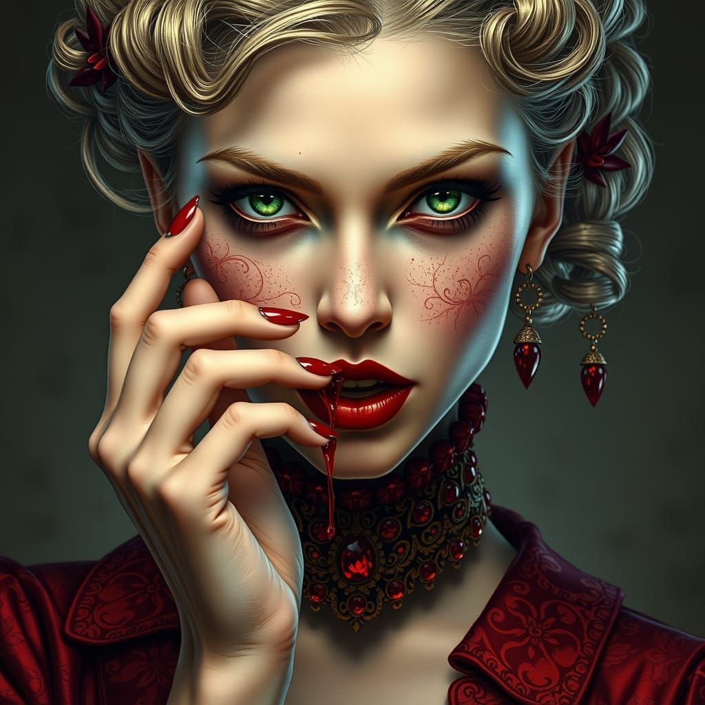 Ornate Portrait of a Cryptic Lady in Victorian Style