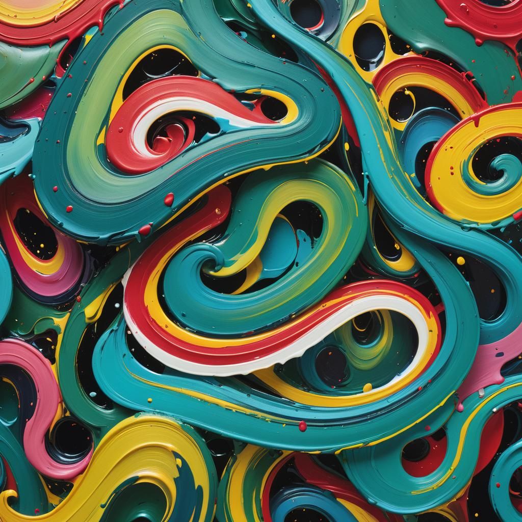 Abstract Expressionism: Swirling Shapes in Chaotic Dance