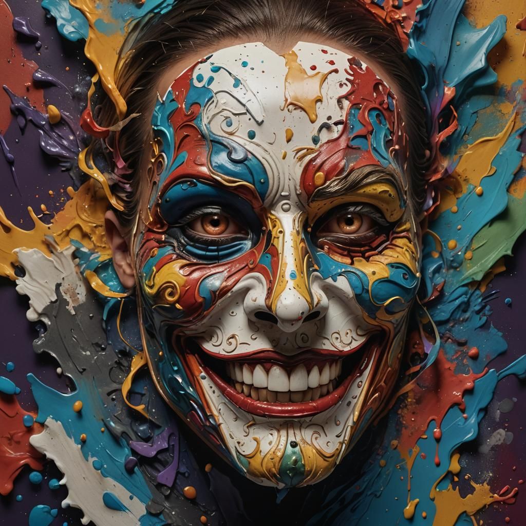 Two-Faced Mask: Colorful Smile and Dark Scare