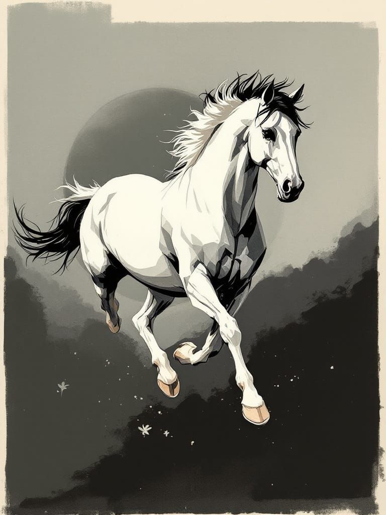 Galloping Horse in Bold Geometric Style