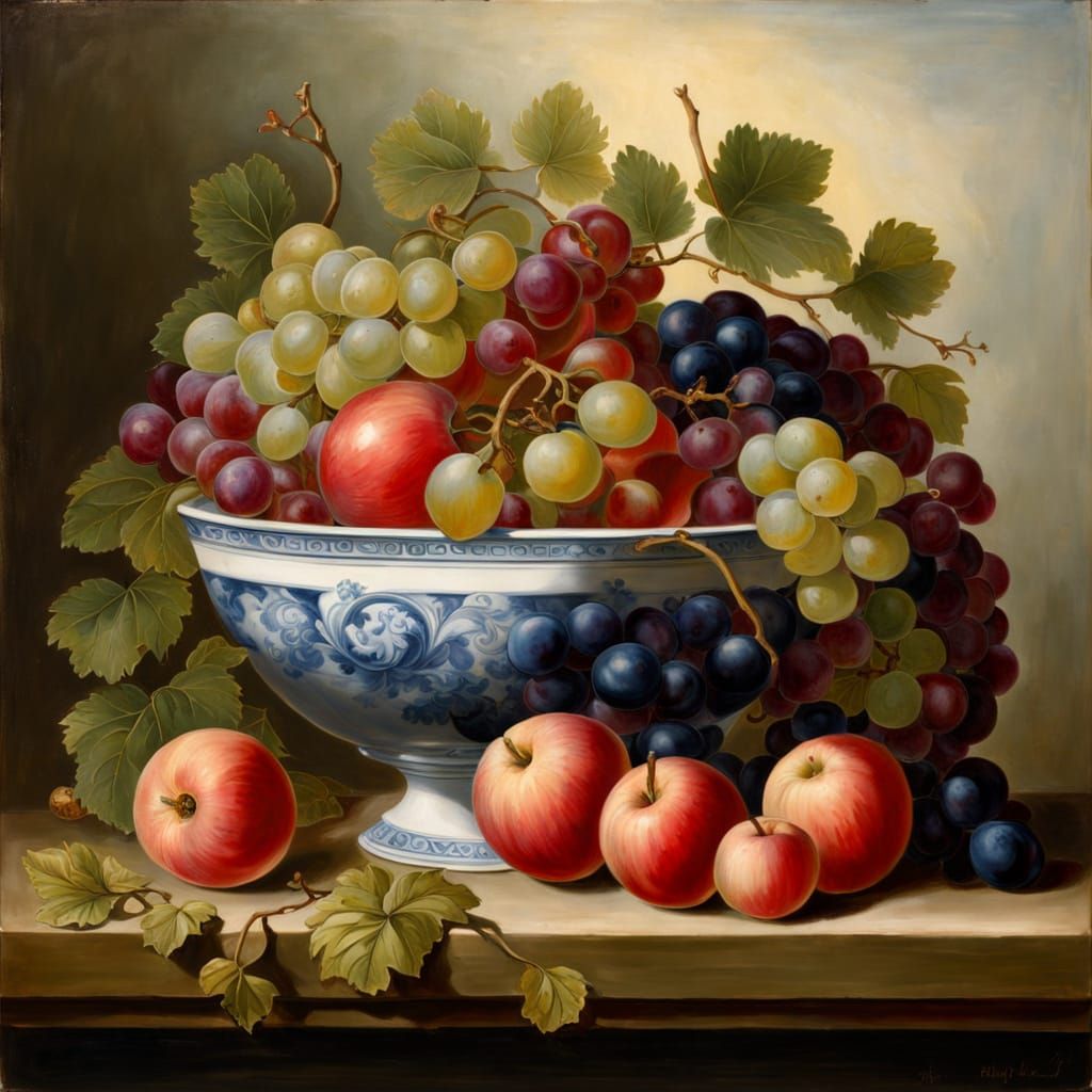 Dutch Masterpiece Still Life with Porcelain and Grapes