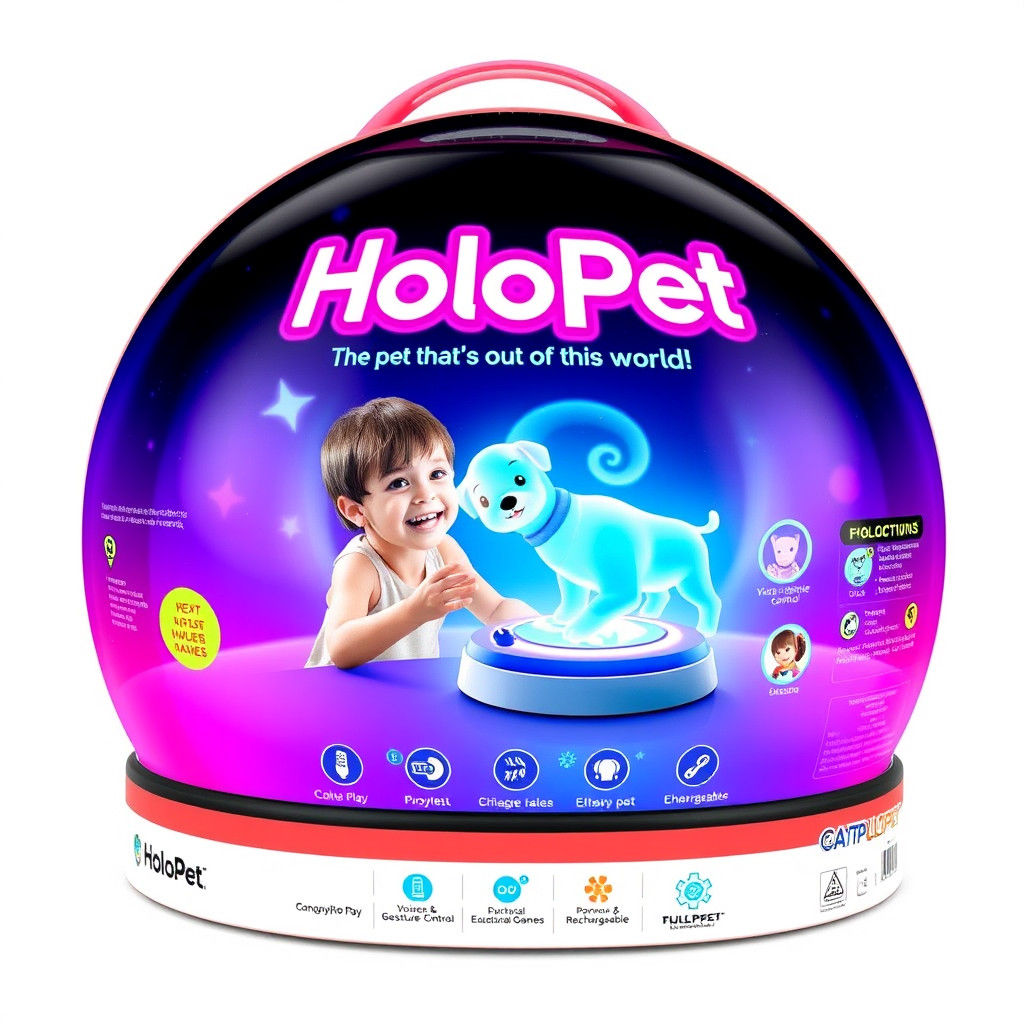 Eye-Catching Retail Box Design for Futuristic HoloPet Toy