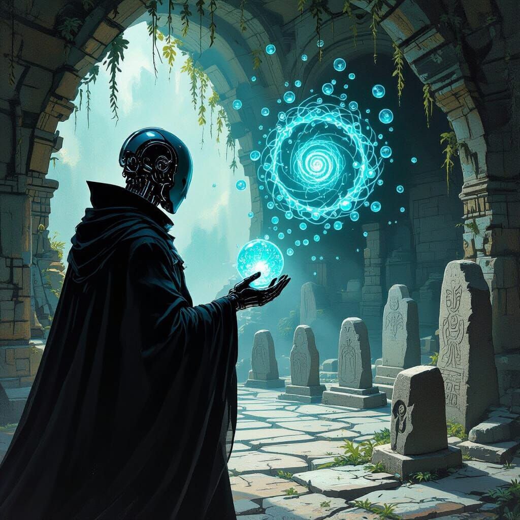 Mechanical Being Synthesizes Iridescent Bubbles in Temple