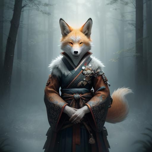 Detailed Kitsune Digital Painting in 8K