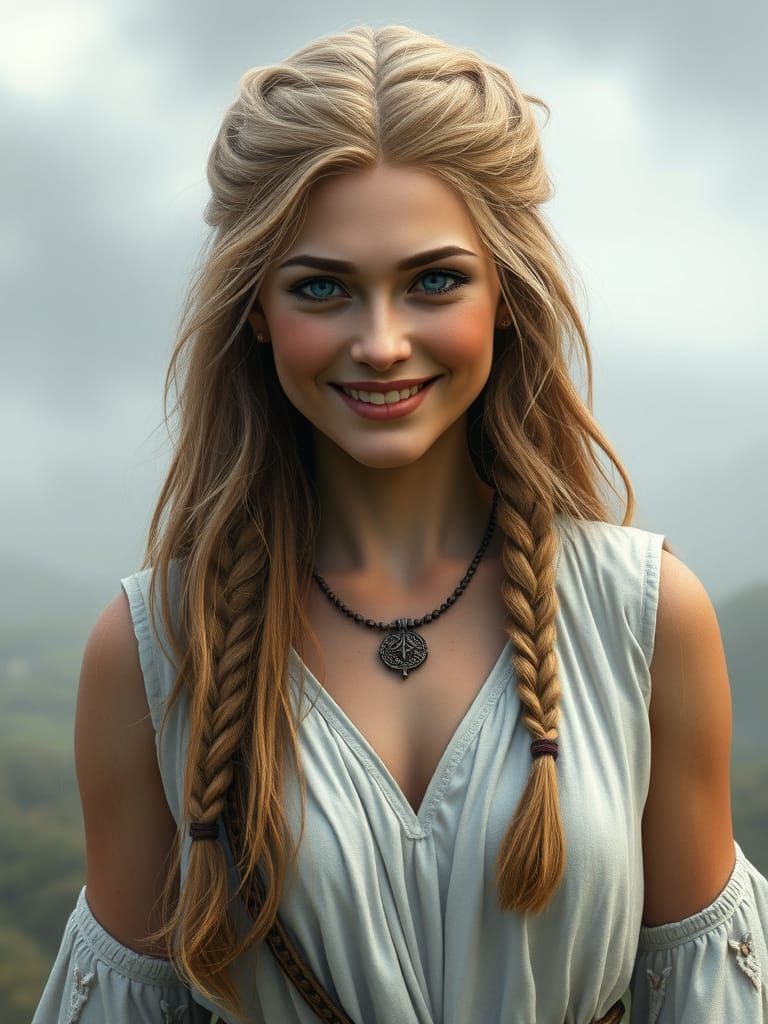 Anglo-Saxon Goddess Emerges from Misty Fantasy Landscape