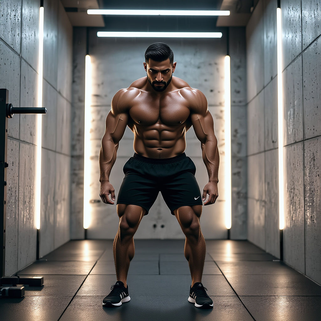 Muscular Man Training in Modern Private Gym