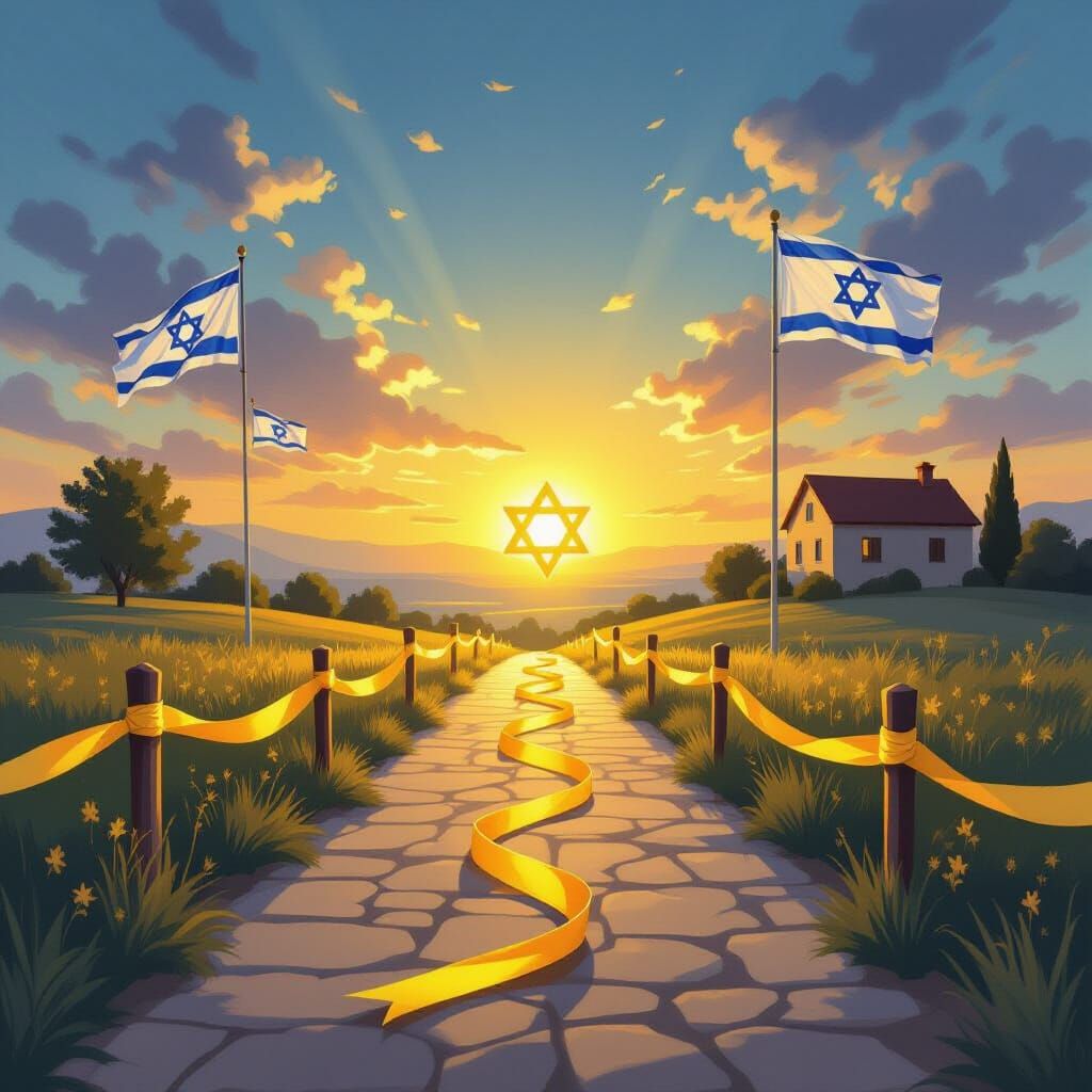 Symbolic Hope: Return Home Via Glowing Ribbons