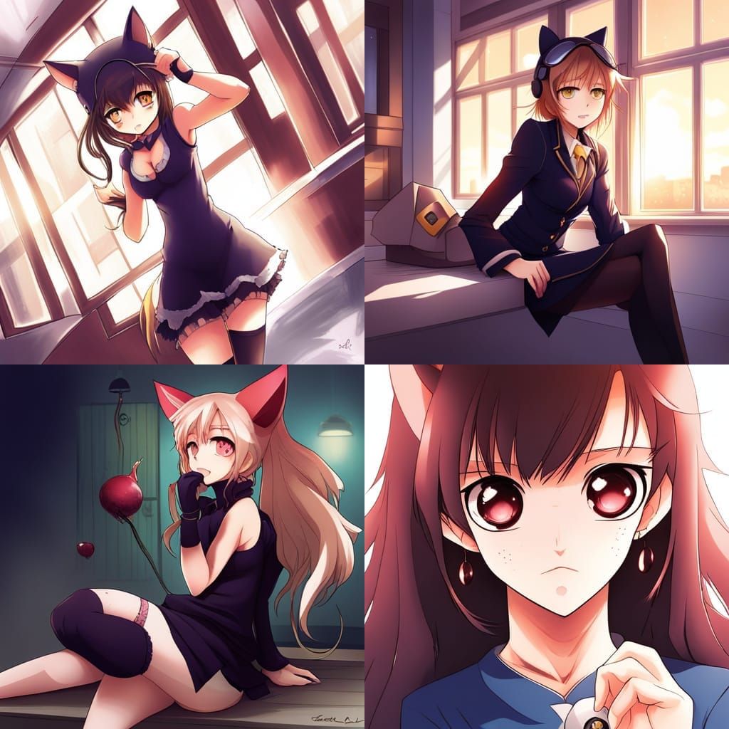Anime Style Catgirl Character Art