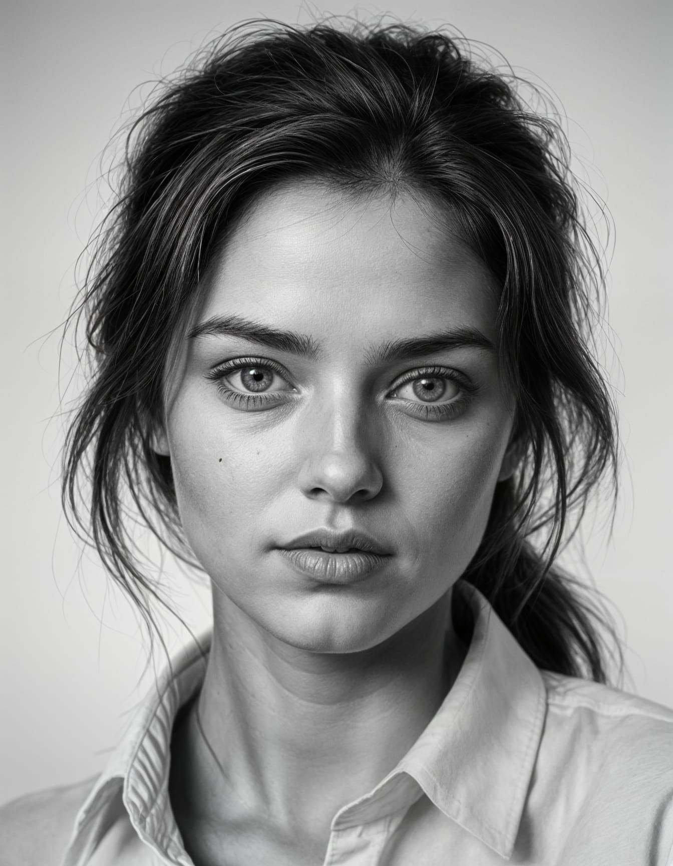 Charcoal Photorealistic Portrait of a Woman
