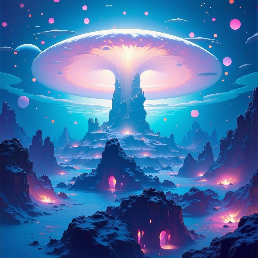 Vibrant, Stylized 3D Vision of Global Catastrophe