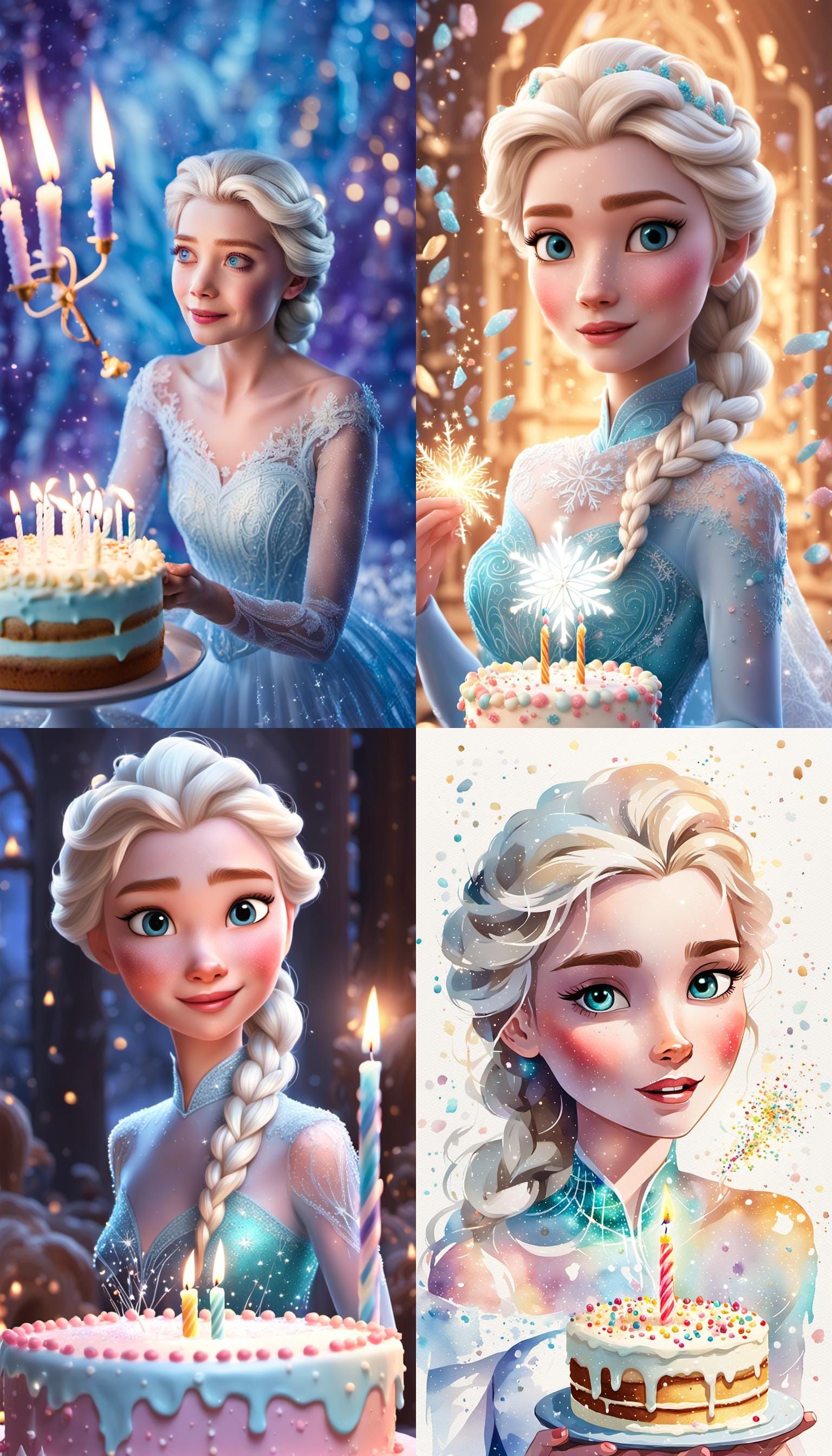 Elsa Celebrates Birthday in Elegant White Gown