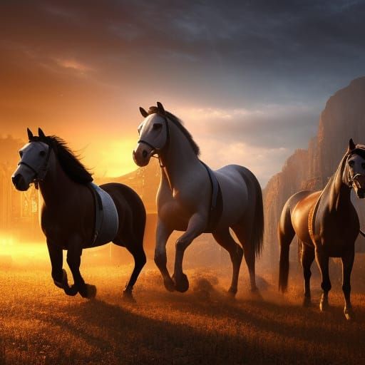 Time Travel Portal with Horses: Fantasy Concept Art