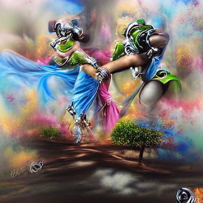 Fantasy Radha Krishna Airbrush Art in 3D